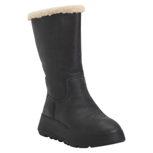 FITFLOP Suede And Double Faced Shearling F-mode Flatform Boots - Picture 1 of 2